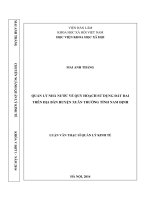 Quản lý nhà nước về quy hoạch sử dụng đất đai trên địa bàn huyện Xuân Trường tỉnh Nam Định