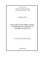 Phát triển công nghiệp văn hóa kinh nghiệm của nhật bản và bài học cho việt nam 