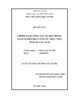 Chính sách công tác xã hội trong giảm nghèo bền vững từ thực tiễn tỉnh quảng ngãi 