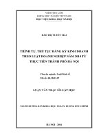 Trình tự, thủ tục đăng ký kinh doanh theo luật doanh nghiệp năm 2014 từ thực tiễn thành phố hà nội