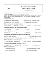 Đề kiểm tra giữa học kì 1 môn sinh học lớp 8 đề số 4 