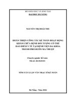 Hoàn thiện công tác kế toán hoạt động khám chữa bịnh đối tượng có thẻ bảo hiểm y tế tại bệnh viện đa khoa thành phố buôn mê thuột 