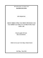 Hoàn thiện công tác phân tích báo cáo tài chính tại công ty cổ phần ong mật đắk lắk 