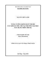 Tăng cường kiểm soát nội bộ các khoản thu chi tại trường đại học xây dựng miền trung 