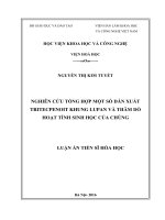 Nghiên cứu tổng hợp một số dẫn xuất tritecpenoit khung lupan và thăm dò hoạt tính sinh học của chúng