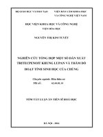 Nghiên cứu tổng hợp một số dẫn xuất tritecpenoit khung lupan và thăm dò hoạt tính sinh học của chúng (TT)