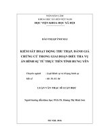 Kiểm sát hoạt động thu thập, đánh giá chứng cứ trong giai đoạn điều tra vụ án hình sự từ thực tiễn tỉnh Hưng Yên