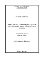 Nghiên cứu việc vận dụng kế toán quản trị trong các doanh nghiệp trên địa bàn tỉnh đắk lắk 