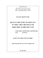 Quản lý nhà nước về nhân lực từ thực tiễn Viện Hàn lâm Khoa học xã hội Việt Nam
