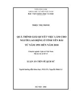 Quá trình giải quyết việc làm cho người lao động ở tỉnh Yên Bái từ năm 1991 đến năm 2010