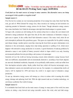 Đề thi IELTS Writing Task 2 ngày 24/09/2016
