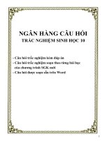 Tổng hợp trắc nghiệm Sinh học lớp 10