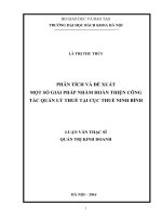 PHÂN TÍCH VÀ ĐỀ XUẤT  MỘT SỐ GIẢI PHÁP NHẰM HOÀN THIỆN CÔNG TÁC QUẢN LÝ THUẾ TẠI CỤC THUẾ NINH BÌNH