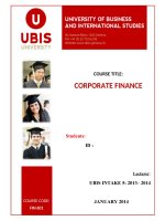 CORPORATE FINANCE  FINAL ASSIGNMENT