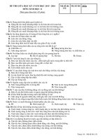 Đề kiểm tra giữa học kì 1 môn Sinh học lớp 11 năm học 2015 - 2016 trường THPT Thống Nhất A, Đồng Nai