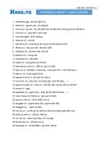 P1 leisure activities pdf từ vựng 