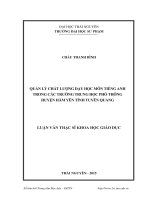 Quản lý chất lượng dạy học môn tiếng anh trong các trường trung học phổ thông huyện hàm yên tỉnh tuyên quang 