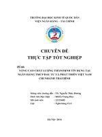 Nâng cao chất lượng thẩm định tín dụng trong hoạt động cho vay tại ngân hàng TMCP đầu tư và phát triển Việt Nam chi nhánh Thái Bình