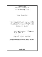 Tranh tụng của luật sư trong phiên tòa hình sự sơ thẩm, từ thực tiễn thành phố hà nội 