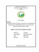 Đánh giá công tác quản lý nhà nước về môi trường và hiện trạng môi trường nước tại xã Xuân Mãn  huyện Lộc Bình  tỉnh Lạng Sơn