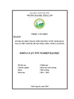 Đánh giá hiện trạng môi trường nước sinh hoạt tại xã tiên thành   huyện phục hòa   tỉnh cao bằng 