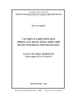 Vai trò của hội nông dân trong xây dựng nông thôn mới huyện thanh hà tỉnh hải dương 