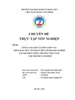 Nâng cao chất lượng cho vay theo hạn mức tín dụng đối với doanh nghiệp tại NH.TMCP Công Thương Việt Nam – Chi nhánh Nam Định