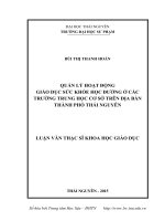 Quản lý hoạt động giáo dục sức khỏe học đường ở các trường trung học cơ sở trên địa bàn thành phố thái nguyên 