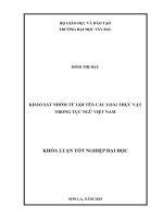 Khảo sát nhóm từ gọi tên các loài thực vật trong tục ngữ việt nam 