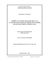 Nghiên cứu tính đa dạng hệ thực vật và nguồn tài nguyên cây thuốc ở xã sỹ bình huyện bạch thông tỉnh bắc kạn 