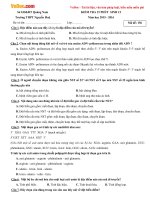 Đề kiểm tra 15 phút học kì 1 môn Sinh học lớp 12 trường THPT Nguyễn Huệ, Quảng Nam năm học 2015 - 2016