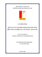 Đề xuất các giải pháp nhằm giảm thiểu tổn thất điện năng tại điện lực văn giang   hưng yên 