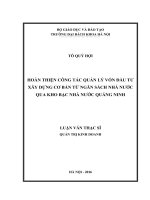 Hoàn thiện công tác quản lý vốn đầu tư xây dựng cơ bản từ ngân sách nhà nước qua kho bạc nhà nước quảng ninh 
