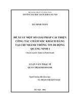 Đề xuất một số giải pháp cải thiện công tác chăm sóc khách hàng tại chi nhánh thông tin di động quảng ninh 1 