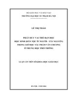 Phát huy vai trò bạn đọc học sinh (dân tộc ít người -Tây Nguyên) trong giờ học tác phẩm văn chương ở trung học phổ thông