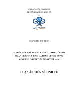 Nghiên cứu những nhân tố tác động tới mối quan hệ giữa ý định và hành vi tiêu dùng xanh của người tiêu dùng Việt Nam (TT)