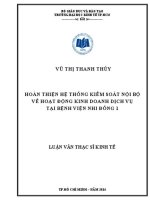 hoàn thiện hệ thống kiễm soát nội bộ về hoạt động kinh doanh dịch vụ tại bệnh viện nhi đồng 1
