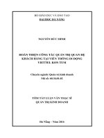 HOÀN THIỆN CÔNG tác QUẢN TRỊ QUAN hệ KHÁCH HÀNG tại VIỄN THÔNG DI ĐỘNG VIETTEL KON TUM 