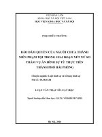 Bảo đảm quyền của người chưa thành niên pham tội trong giai đoạn xét xử sơ thẩm vụ án hình sự từ thực tiễn thành phố hải phòng 