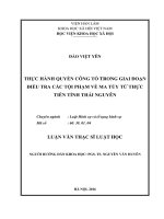 Thực hành quyền công tố ở giai đoạn điều tra các tội phạm về ma tuý từ thực tiễn tỉnh thái nguyên 