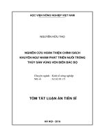 Nghiên cứu hoàn thiện chính sách khuyến ngư nhằm phát triển nuôi trồng thủy sản vùng ven biển bắc bộ (TT) 