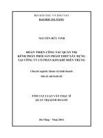 Hoàn thiện công tác quản trị kênh phân phối sản phẩm thép xây dựng tại công ty cổ phần kim khí miền trung 