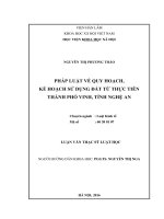 Pháp luật về quy hoạch, kế hoạch sử dụng đất từ thực tiễn thành phố vinh, tỉnh nghệ an 