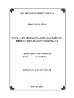 Nguồn lực sinh kế của đồng bào dân tộc thiểu số trên địa bàn tỉnh đắk lắk (TT) 