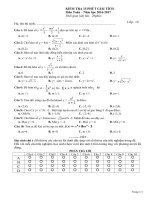 Kiem tra 15 phut toan chuong 1 lop 12 