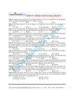 Hóa 10 - Bài tập trắc nghiệm tính toán Halogen có đáp án