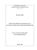 Một số giải pháp quản trị tín dụng tại ngân hàng chính sách xã hội thành phố hà nội 