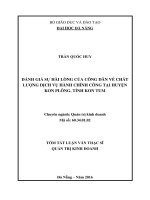Đánh giá sự hài lòng của công dân về chất lượng dịch vụ hành chính công tại huyện kon plông, tỉnh kon tum 