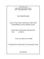 Quản lý nhà nước về đất đai từ thực tiễn thành phố bắc giang, tỉnh bắc giang 