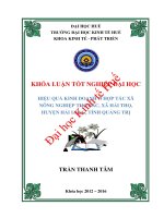 Hiệu quả kinh doanh ở HTX nông nghiệp thọ bắc, xã hải thọ, huyện hải lăng, tỉnh quảng trị 